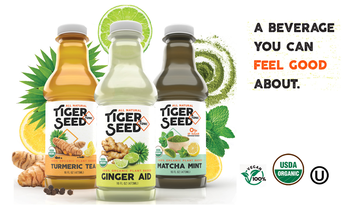 Tiger Seed Beberages Ginger Aid, Turmeric Tea and MAtcha MInt
